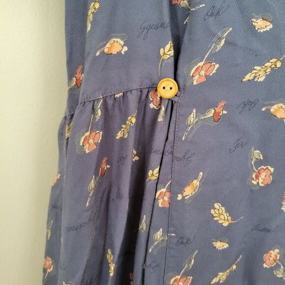 Eddie Bauer Tall L Rayon Blue Floral Maxi Dress Modest Church Home School Mom - Picture 3 of 6